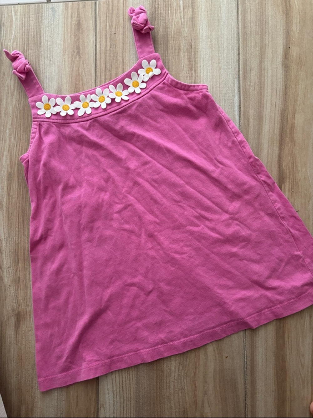Hanna Andersson Pink Daisy Trim Tank Dress